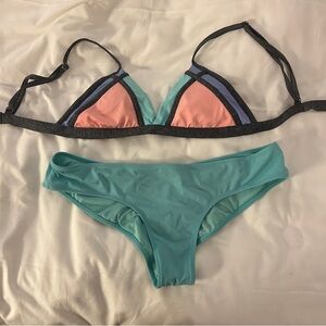 Maaji Coral and Teal Bikini Set